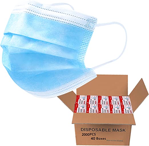 Photo 1 of 2000 PCS Bulk Disposable Face Masks (40 Packs) - 3 Layers Face Masks Cup Dust Masks Bulk Wholesale Masks for Business
