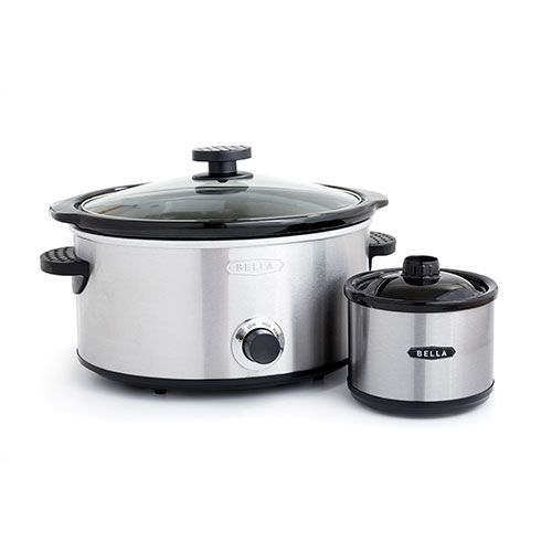 Photo 1 of Bella - 5-qt. Slow Cooker with Dipper - Stainless Steel
