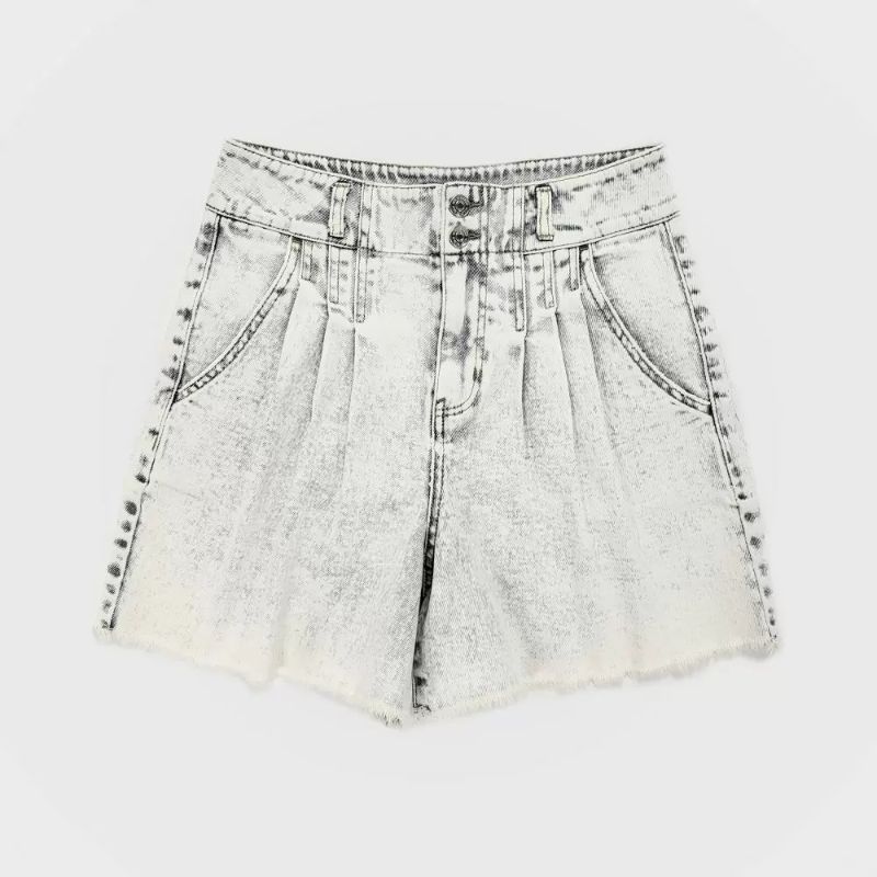 Photo 1 of  Women's Super-High Rise Pleated Bermuda Jean Shorts - Wild Fable Light Wash 14,