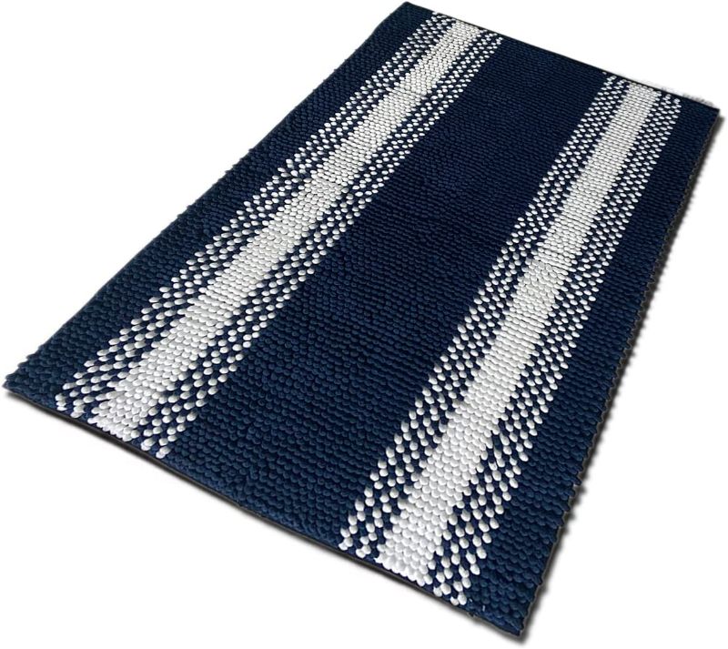 Photo 1 of 
Chenille Bathroom Rugs Bath Mats for Bathroom Non Slip Soft Shaggy Bath Mats Super Absorbent Floor Mat,Machine Washable,Navy 20" x 32"