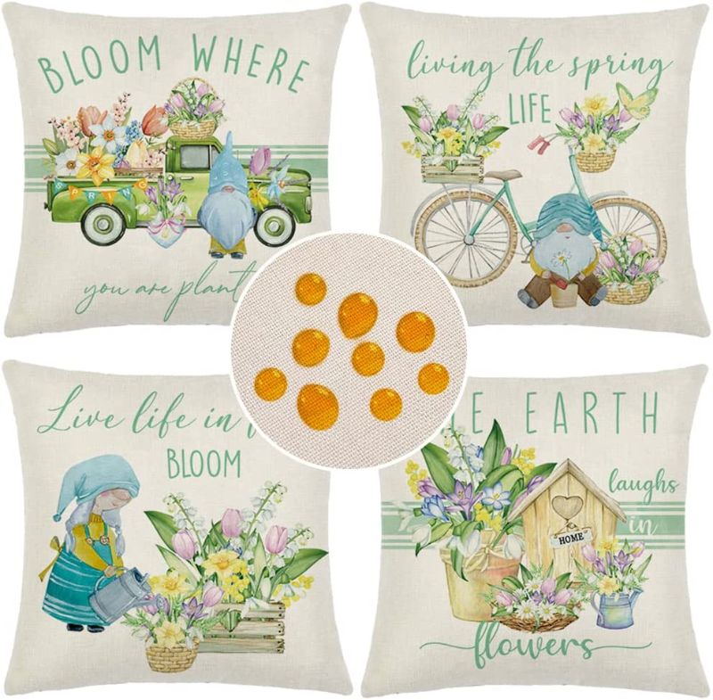 Photo 1 of 
Cirzone Spring Pillow Covers 18x18 Set of 4 Spring Decor Gnome Floral Waterproof Outdoor Pillow Covers Spring Throw Decorative Farmhouse Pillow Covers...