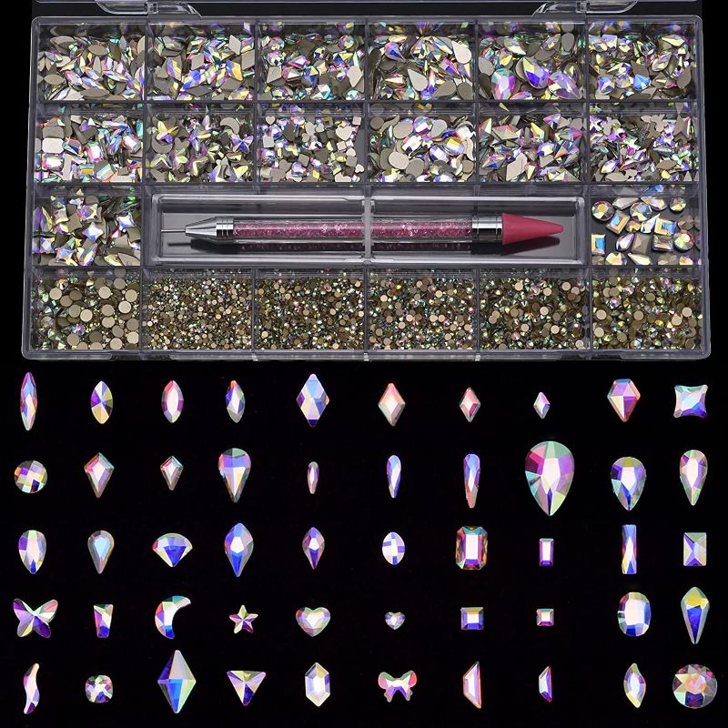 Photo 1 of 6691pcs 35 Shapes Flatback Crystal Ab Glass Gem Rhinestones 3d Nail Art Acrylic Decoration Accessories Kit Supply