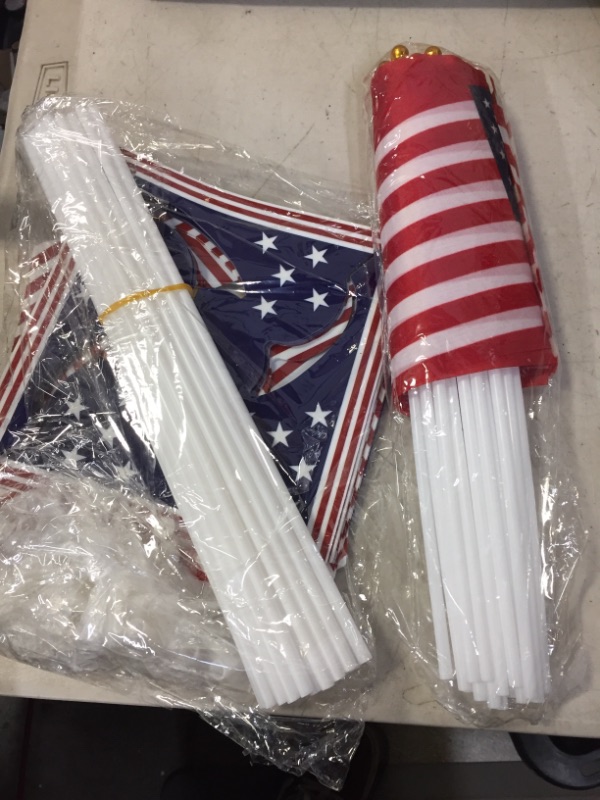 Photo 1 of 48 pcs Independence Day Patriotic Pinwheels and Flags 4th of July Decorations American Patriotic Favors for Outdoor Gardern Party Supplies

