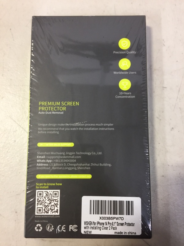 Photo 3 of WSKEN for iPhone 14 Pro Screen Protector (6.1 inch),[Auto-Dust Removal] Full Coverage Screen 2.5D Edge 10s HD Tempered Glass Film with Dust Clean Installing House 2022 5G - 2 Pack  -- FACTORY SEALED --
