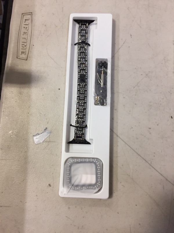 Photo 1 of V.R.HOPE Bling Band Compatible with Apple Watch Band 40mm, Women Jewelry Bling Diamond Rhinestone Metal Band with Bling Bumper Screen Protector Cover for iWatch Series 6/5/4/SE (40mm Black)
