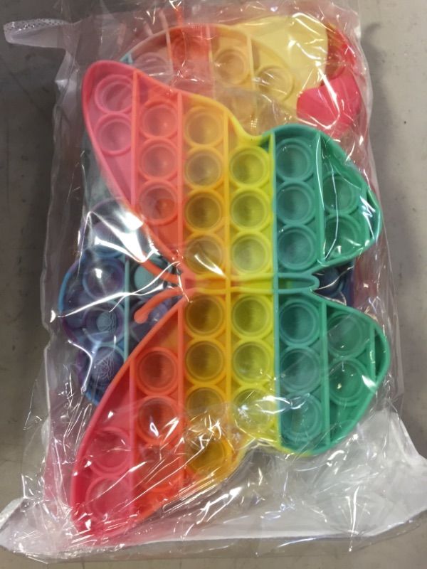 Photo 1 of Asona 4 Pack Pop Push Bubble Fidget Toys, Girls Anxiety Reliever Popping Sensory Toy for Kids Car Plane, Butterfly Cat Bow Seashell (Pink Butterfly+Rainbow Kitten Cat+Purple Bow+Seashell)
