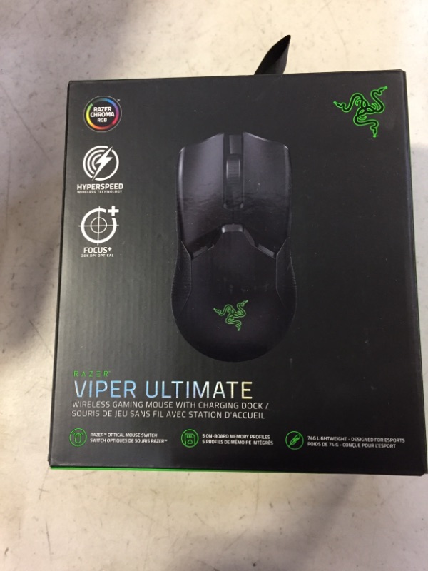 Photo 2 of Razer DeathAdder V2 Pro Wireless Gaming Mouse: 20K DPI Optical Sensor - 3X Faster Than Mechanical Optical Switch - Chroma RGB Lighting - 70 Hr Battery Life - 8 Programmable Buttons - Classic Black  -- FACTORY SEALED --
