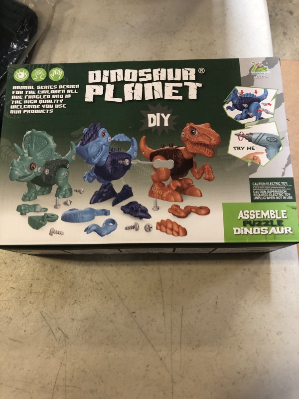 Photo 2 of Dinosaur Toys for 3 4 5 6 7 8 Year Old Boys, Christmas Take Apart Dino Toys, STEM Construction Building Kids Toy Set with Electric Drill for Birthday Gift  -- FACTORY SEALED --
