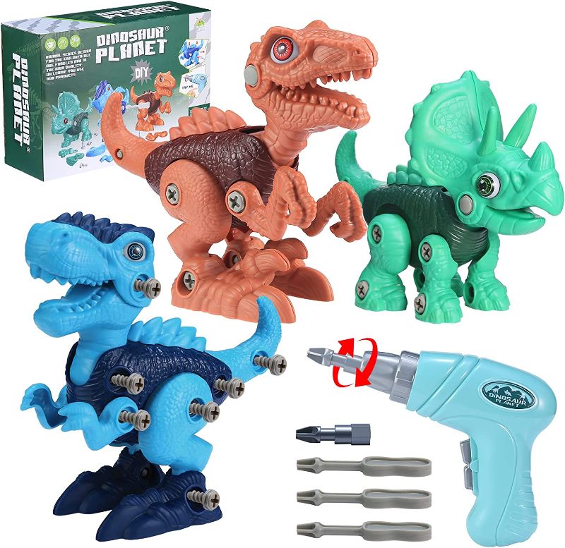 Photo 1 of Dinosaur Toys for 3 4 5 6 7 8 Year Old Boys, Christmas Take Apart Dino Toys, STEM Construction Building Kids Toy Set with Electric Drill for Birthday Gift  -- FACTORY SEALED --
