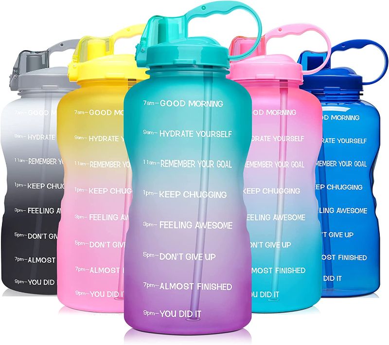 Photo 1 of 64 OZ Water Bottle with Motivational Time Marker & Straw - Leakproof BPA Free Reusable Flip Top Water Bottle for Sports and Fitness Enthusiasts
