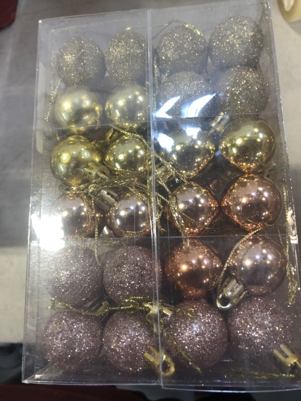 Photo 3 of 48PCS Rose Gold Christmas Ball Ornaments for Xmas Tree - 10 Styles Christmas Tree Baubles Ornaments - Shatterproof Christmas Tree Decorations Hanging Ball for Farmhouse Christmas Party Decorations  -- FACTORY SEALED --
