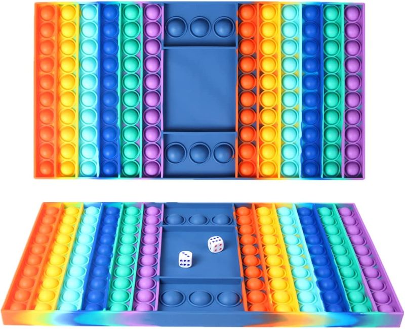 Photo 1 of Big Size Pop 1 Pack Pop Game Board Pop Its Rainbow Chess Board Silicone Fidget Toy Popits Jumbo Pop Toy Bubble Popping Sensory Toy Stress Relief Figetget Toy Gifts for for Kid Adult Men Women (A1)  -- FACTORY SEALED --
