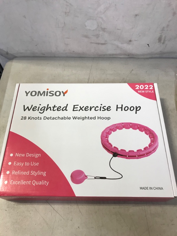 Photo 2 of YOMISOY Infinity Hoop Plus Size Set, 28 Detachable Knots Smart Updated Weighted Hoop Kit for Woman Weight Loss, Include Tape Measure, Carrying Bag and Extra Links pink