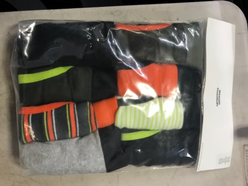 Photo 2 of Amazon Essentials Boys' Cotton Boxer Briefs Underwear, Multipacks 8 Black/Olive/Orange, Camo/Stripe Large