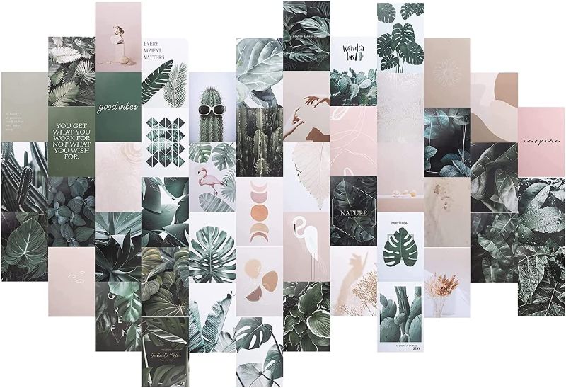 Photo 1 of 2 COUNT OF HANAMO Wall Collage Kit Aesthetic Pictures, Aesthetic Posters Collage Kit, Green Art Collage, Wall Art Plants Photo Collage Kit for Wall Bedroom Decor for Teen Girls
