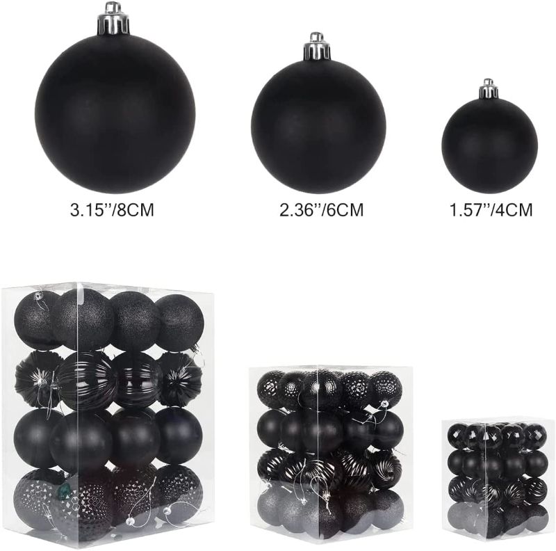 Photo 1 of 60mm/2.36" Black Christmas Balls 36pcs Xmas Ornaments Halloween Ball Ornaments Holiday Party Wreath Garland Christmas Tree Decor Ornaments