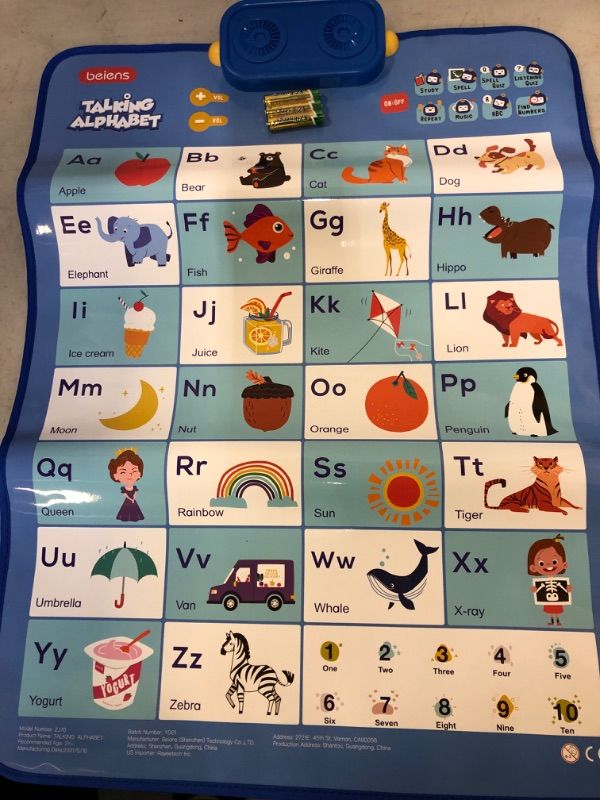 Photo 1 of beiens Interactive Learning & Education Toys, ABC 123 Electronic Talking Poster Alphabet Wall Chart for Toddler Kids 2 3 4 5 Year Old Girls Boys Birthday Gifts, Preschool Learning Activities