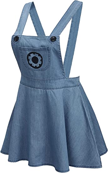 Photo 1 of 3X----CutiePlusU Button Crotch Onesie Adult Romper Bodysuit Costume- Despicable Denim Overalls Skirt Set