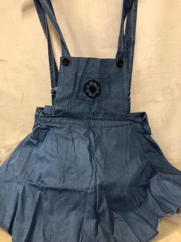 Photo 2 of 3X----CutiePlusU Button Crotch Onesie Adult Romper Bodysuit Costume- Despicable Denim Overalls Skirt Set