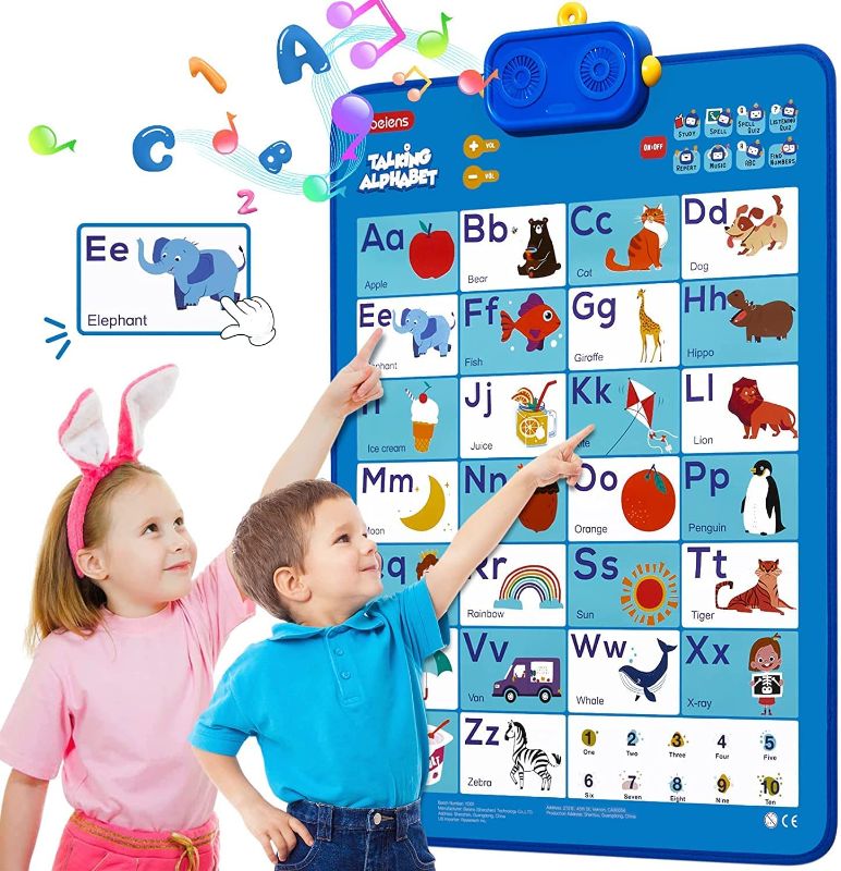 Photo 1 of beiens Interactive Learning & Education Toys, ABC 123 Electronic Talking Poster Alphabet Wall Chart for Toddler Kids 2 3 4 5 Year Old Girls Boys Birthday Gifts, Preschool Learning Activities