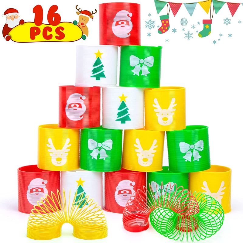 Photo 1 of JOHOUSE Christmas Magic Springs, 16PCS Christmas Magic Spring Toys 2.4Inch Fidget Stress Coil Toys for Kids Adults Christmas Party Favors