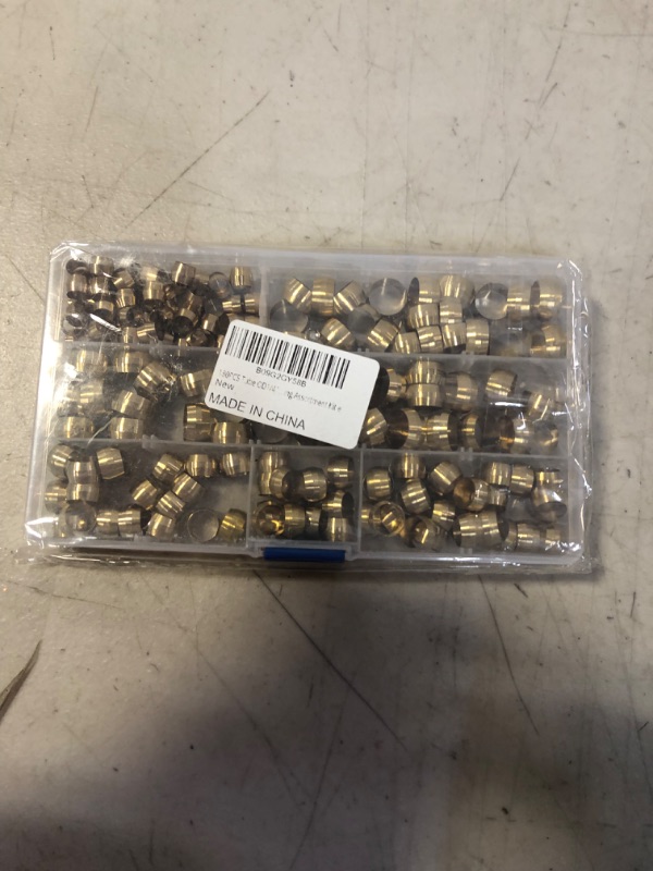 Photo 2 of 180PCS Tube OD?1/4" 3/8" 1/2") Brass Compression Sleeves Ferrules,Brass Compression Fitting Assortment Kit 3 size Brass Compression Fitting Assortment Kit e
