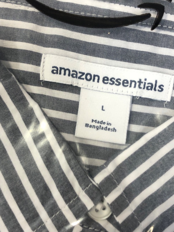 Photo 1 of Amazon Essentials Women's Classic-Fit Long-Sleeve Button-Down Poplin Shirt L