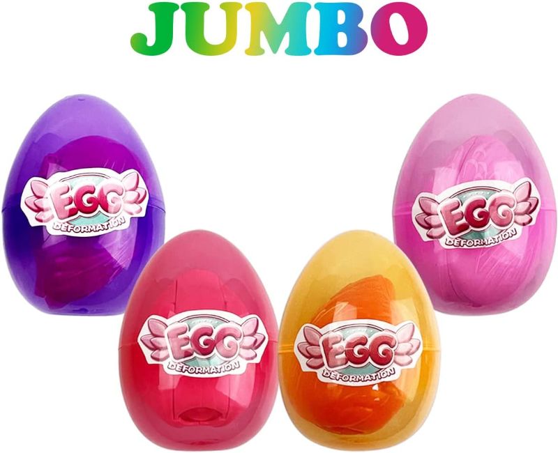 Photo 1 of Anditoy 4 Pack Jumbo Flamingo Deformation Prefilled Easter Eggs with Toys Inside for Kids Girls Boys Easter Gifts Easter Basket Stuffers Fillers