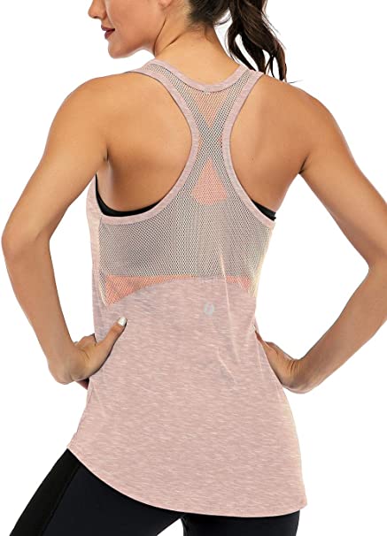 Photo 1 of ICTIVE Workout Tank Tops for Women Sleeveless Yoga Tops for Women Mesh Racerback Tank Tops Muscle Tank  MEDIUM