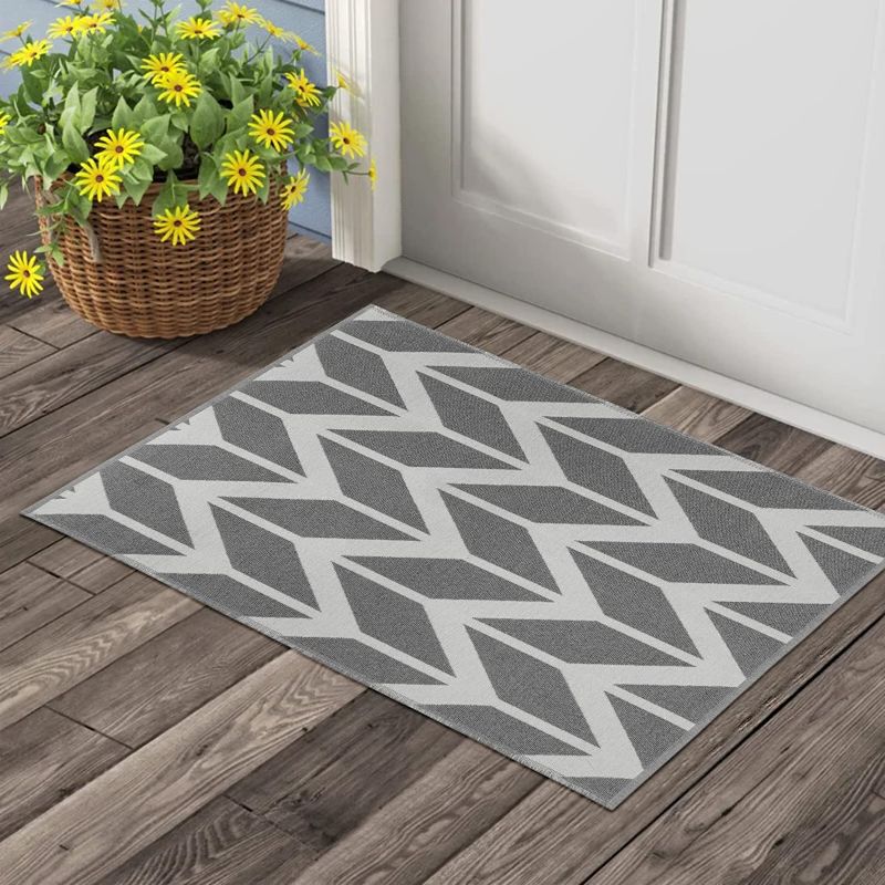 Photo 1 of 
KIMODE 2'x3' Washable Small Outdoor Rug Cotton Woven Modern Geometric Front Door Mat Reversible Welcome Indoor Floor Mats for Farmhouse Entryway