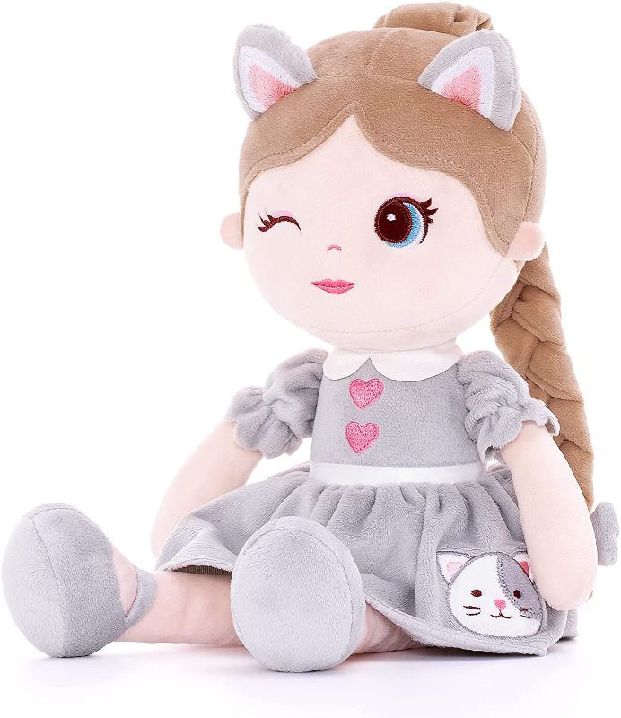 Photo 1 of 
Lazada Soft Baby Doll Plush Girl Toys Cat Girls with Braids Gray 16"…