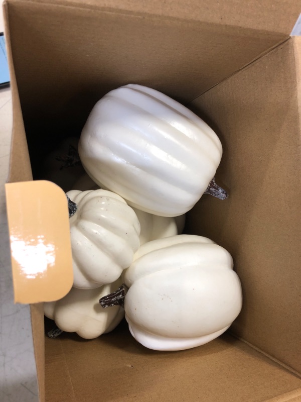 Photo 2 of 
LOVEINUSA Thanksgiving Artificial Pumpkins Home Decoration Set, 12PCS White Fake Pumpkins Artificial Assorted Pumpkins Fall Decor