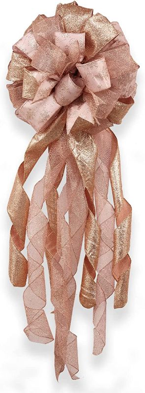 Photo 1 of 
FLASH WORLD Christmas Tree Topper,35x13 Inches Large Toppers Bow with Streamer Wired Edge for Christmas Decoration (Rose Pink) 2 PCS