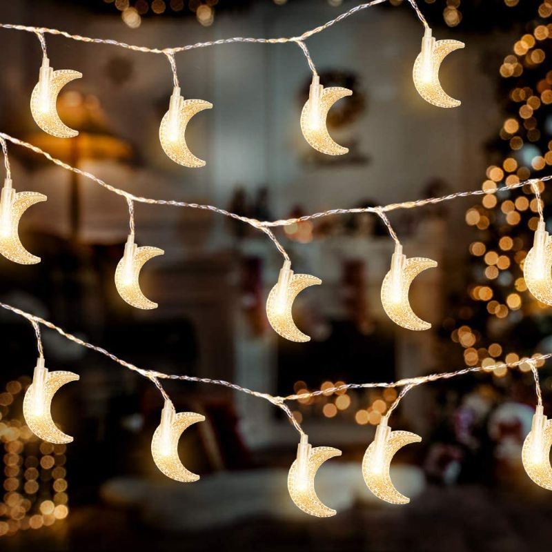 Photo 1 of AceList Ramadan Decor Moon String Lights 40 LED Ramadan Lights for Crescent Party, Ramadan Decorations, Wedding, Suitable for Rooms, Dorm, Living Rooms