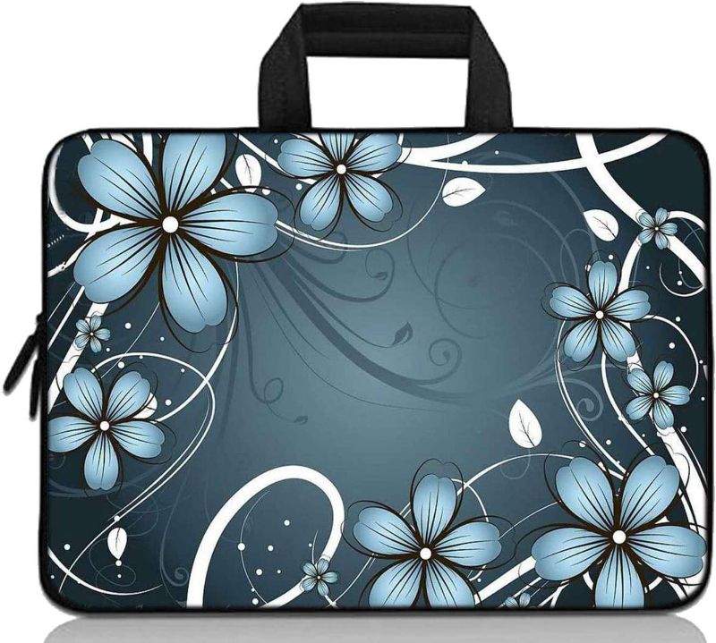 Photo 1 of HAPPYLIVE SHOPPING 11 11.6 12 12.1 12.5 inch Laptop Carrying Bag Chromebook Case Notebook Ultrabook Tablet Cover Neoprene Sleeve Compatible with Acer DELL Lenovo Asus (Blue Flower)For 11inch 11.6inch
