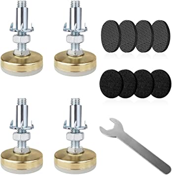 Photo 1 of  4 Sets Leveling Feet, M10 Furniture Levelers, Adjustable Table Feet with Tee Nut Kit, Heavy Duty Table Leg Leveler, Self Leveling Foot Screw on Machine Chair Furniture Cabinet Sofa - Gold