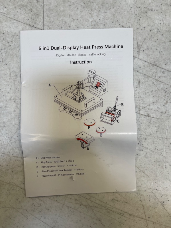 Photo 4 of  5 in 1 Heat Press Machine 12x15 inch 360-Degree Swing Away Digital T Shirt Pressing Machine Multifunction Heat Transfer Sublimation Combo for T Shirts Mugs Hat Plate Cap
