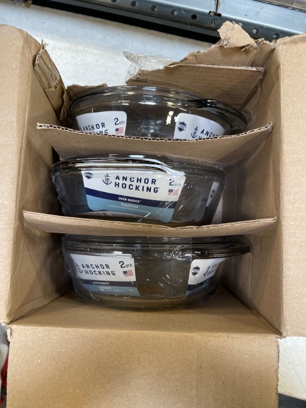 Photo 1 of Anchor Hocking 2 Quart Round Glass Casserole Baking Dish, Medium (Pack of 3) 2 Quart Casserole