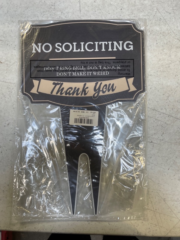 Photo 2 of 2 Pack No Soliciting Sign for House No Soliciting Yard Sign 15 x 9.45 Inches Go Away Sign No Solicitation Sign Don't Ring Bell Don't Knock Don't Make It Weird Yard Sign with Integrated Stake
