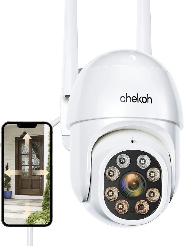 Photo 1 of 2K Security Cameras Outdoor - 3MP Color Night Vision Wireless WiFi Home Video Surveillance Pan & Tilt 360° View with Motion Detection Auto Tracking Smart Alerts, 2-Way Audio, IP66 Weatherproof