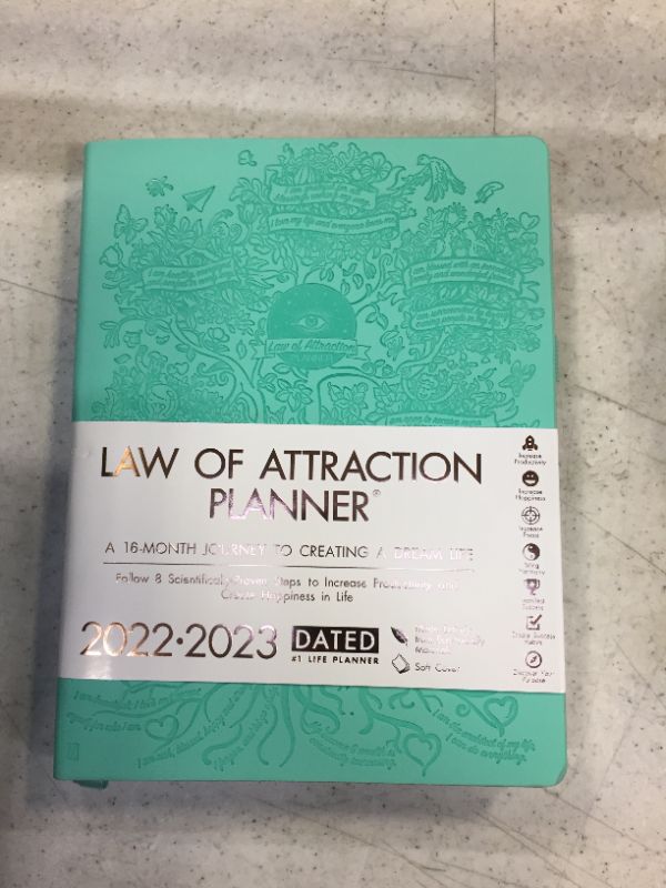 Photo 2 of Law of Attraction Planner 2023 - Deluxe Weekly, Monthly Planner, a 12 Month Journey to Increase Productivity & Happiness, Life Organizer, Gratitude Journal, Stickers, Gift Box B5 2022 - B5 Jan Soft Turquoise Astro