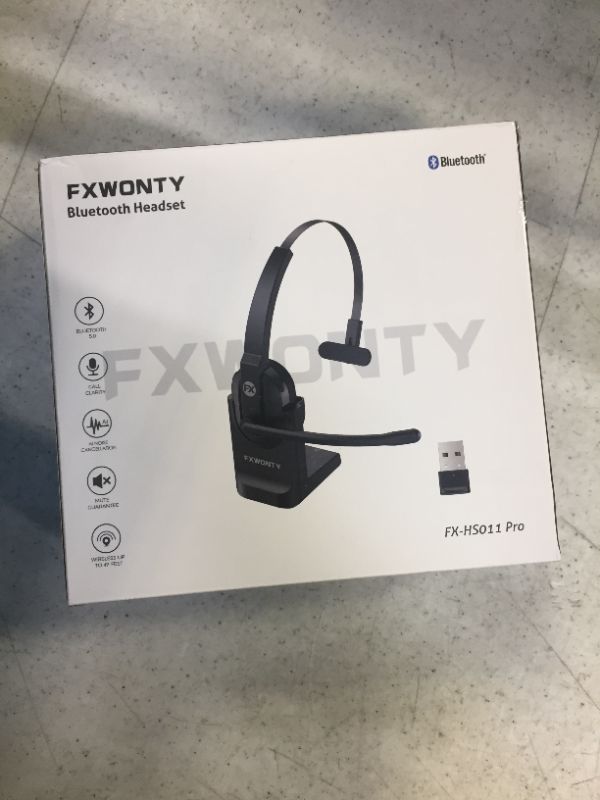 Photo 4 of FXWONTY Wireless Headset, Bluetooth Headset with AI Noise Cancelling Microphone & Charging Base, 50Hrs Bluetooth 5.0 Headphones with USB for PC/Remote Work/Call Center/Online Class/Trucker/Zoom/Skype FX-HS011 Pro