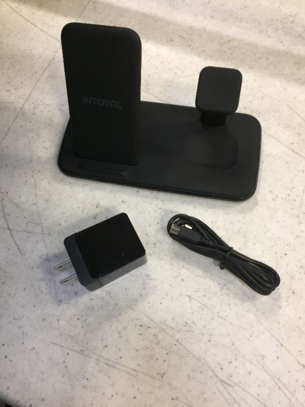 Photo 3 of Intoval Wireless Charging Station, for Apple Watch/iPhone/Airpods, iPhone 14/13/12/11/XS/XR/XS/X/8, iWatch 8/Ultra/7/6/SE/5/4/3/2, Airpods Pro2/Pro1/3/2. (V5,Black)