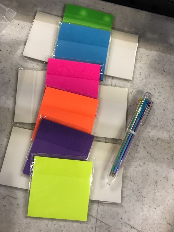 Photo 1 of 12 count sticky notes colorful pen included 