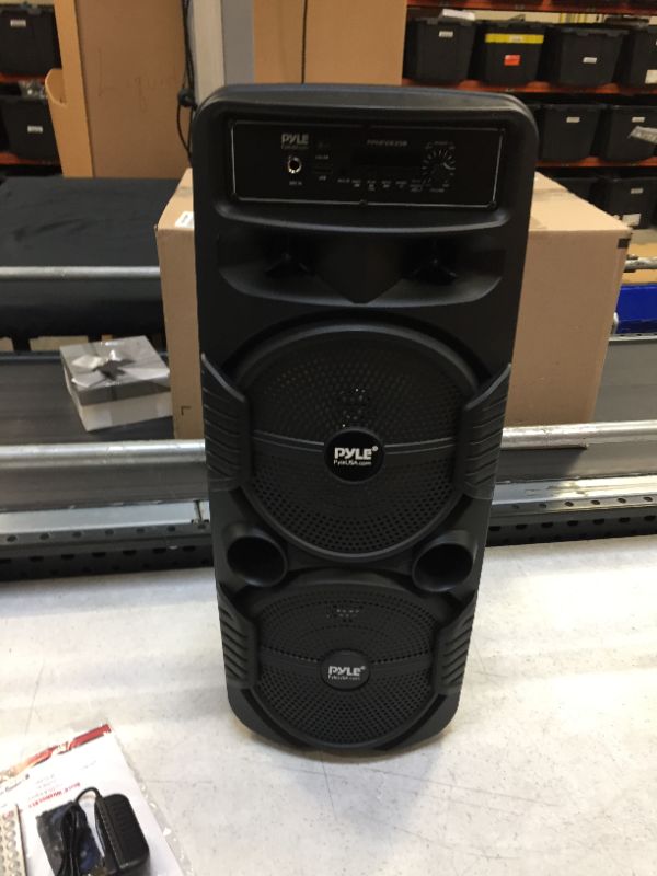 Photo 3 of Pyle Portable Bluetooth PA Speaker System - 600W Rechargeable Outdoor Bluetooth Speaker Portable PA System w/Dual 8” Subwoofer