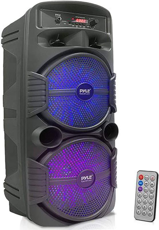 Photo 1 of Pyle Portable Bluetooth PA Speaker System - 600W Rechargeable Outdoor Bluetooth Speaker Portable PA System w/Dual 8” Subwoofer