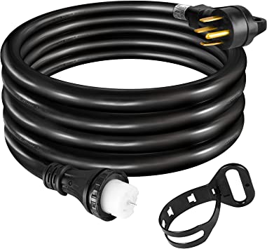Photo 1 of 50 Amp Generator Extension Cord 20FT UL & ETL Listed Temp Power Generator Cord STW 6/3 + 8/1 250V Up to 12500W Generator Power Cord NEMA14-50P & SS2-50R Generator Cord Twist Lock Connector
