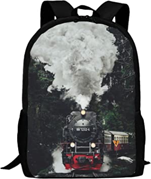 Photo 1 of D-WOLVES Novelty School Backpack for Women Men, Historic Steam Locomotive Train Forest Lightweight Book Bag with Ergonomic Back Pad, Casual Daypack Durable Travel Bag for Hiking Work Business Holiday
