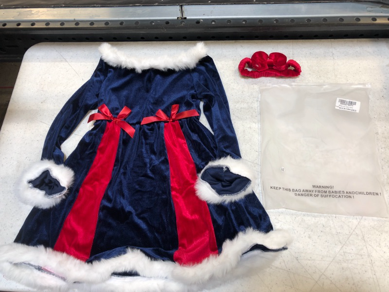 Photo 2 of AIKEIDY Toddler Baby Girl Christmas Dress Long Sleeve Velvet Dress for Holiday Wedding Party - SIZE 8
