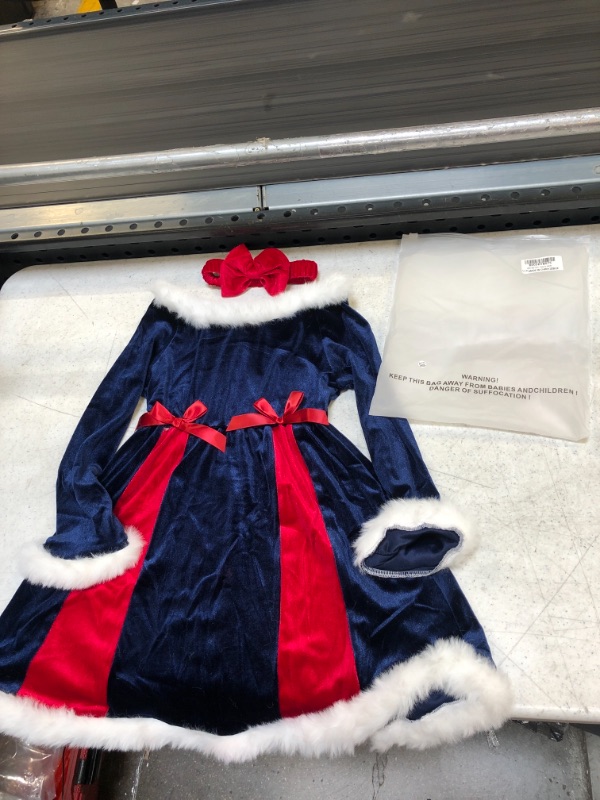 Photo 2 of AIKEIDY Toddler Baby Girl Christmas Dress Long Sleeve Velvet Dress for Holiday Wedding Party - SIZE 8
